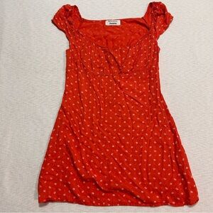 Reformation Jeans Dress sz S Orange White Floral Print Sleeveless Mini Baby Doll